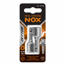 Головка торцевая NOX магнитная 10х48мм, 2 шт карта NUT SETTER